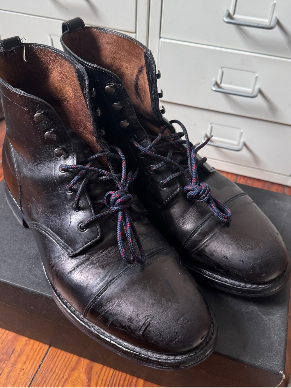 J.Crew Kenton Cap-Toe Boots 11.5M Vibram Sole Custom-Dyed Black